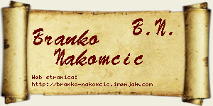 Branko Nakomčić vizit kartica